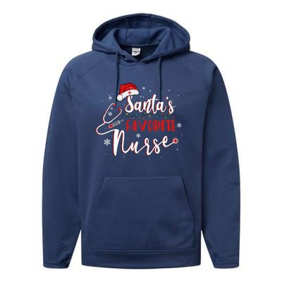 SantaS Favorite Nurse Christmas Nursing Medical Staff Xmas Gift Performance Fleece Hoodie