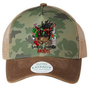 SantaS Favorite Nurse Afro Messy Bun Christmas Gift Legacy Tie Dye Trucker Hat