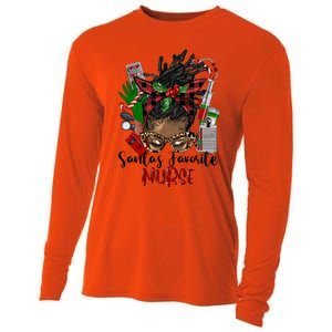 SantaS Favorite Nurse Afro Messy Bun Christmas Gift Cooling Performance Long Sleeve Crew