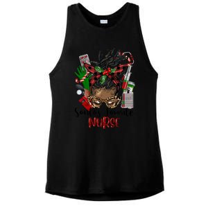 SantaS Favorite Nurse Afro Messy Bun Christmas Gift Ladies PosiCharge Tri-Blend Wicking Tank