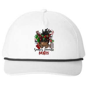 SantaS Favorite Nurse Afro Messy Bun Christmas Gift Snapback Five-Panel Rope Hat