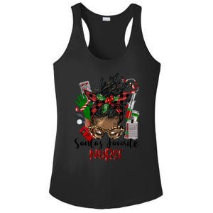 SantaS Favorite Nurse Afro Messy Bun Christmas Gift Ladies PosiCharge Competitor Racerback Tank