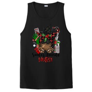 SantaS Favorite Nurse Afro Messy Bun Christmas Gift PosiCharge Competitor Tank