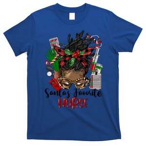 SantaS Favorite Nurse Afro Messy Bun Christmas Gift T-Shirt