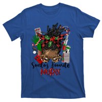 SantaS Favorite Nurse Afro Messy Bun Christmas Gift T-Shirt