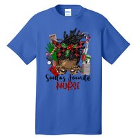 SantaS Favorite Nurse Afro Messy Bun Christmas Gift Tall T-Shirt