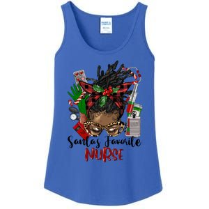 SantaS Favorite Nurse Afro Messy Bun Christmas Gift Ladies Essential Tank