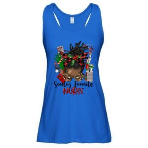 SantaS Favorite Nurse Afro Messy Bun Christmas Gift Ladies Essential Flowy Tank