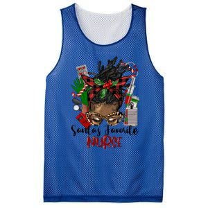 SantaS Favorite Nurse Afro Messy Bun Christmas Gift Mesh Reversible Basketball Jersey Tank