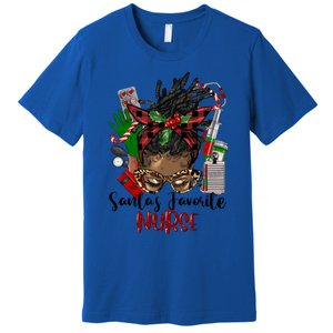 SantaS Favorite Nurse Afro Messy Bun Christmas Gift Premium T-Shirt