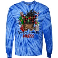 SantaS Favorite Nurse Afro Messy Bun Christmas Gift Tie-Dye Long Sleeve Shirt