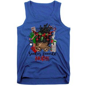 SantaS Favorite Nurse Afro Messy Bun Christmas Gift Tank Top