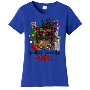 SantaS Favorite Nurse Afro Messy Bun Christmas Gift Women's T-Shirt