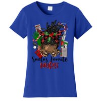 SantaS Favorite Nurse Afro Messy Bun Christmas Gift Women's T-Shirt