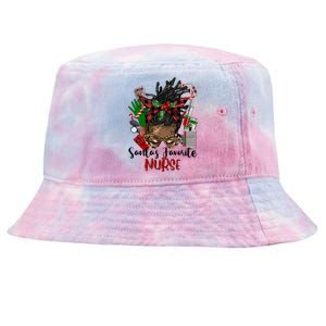 SantaS Favorite Nurse Afro Messy Bun Christmas Gift Tie-Dyed Bucket Hat