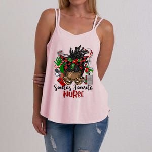 SantaS Favorite Nurse Afro Messy Bun Christmas Gift Women's Strappy Tank