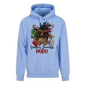 SantaS Favorite Nurse Afro Messy Bun Christmas Gift Unisex Surf Hoodie