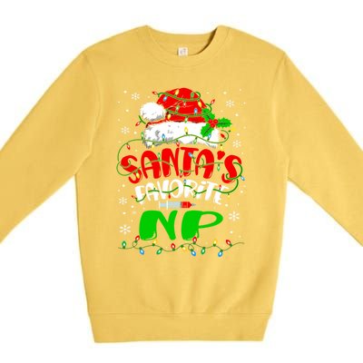 Santa Favorite Nurse Practitioner Christmas Np Nurse Gift Premium Crewneck Sweatshirt