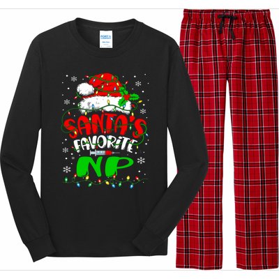 Santa Favorite Nurse Practitioner Christmas Np Nurse Gift Long Sleeve Pajama Set