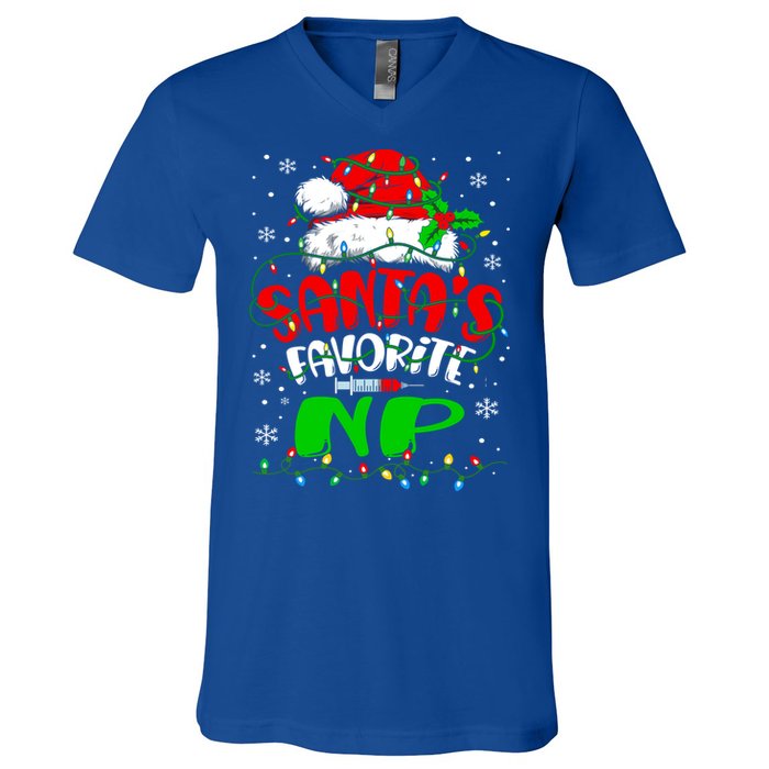 Santa Favorite Nurse Practitioner Christmas Np Nurse Gift V-Neck T-Shirt