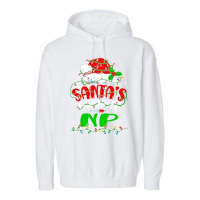 Santa Favorite Nurse Practitioner Christmas Np Nurse Gift Garment-Dyed Fleece Hoodie