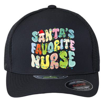 SantaS Favorite Nurse Christmas Holiday Xmas Light Nursing Gift Flexfit Unipanel Trucker Cap