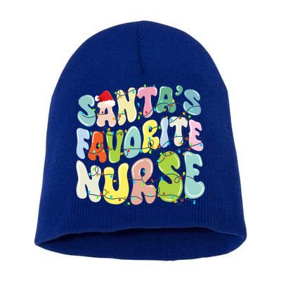 SantaS Favorite Nurse Christmas Holiday Xmas Light Nursing Gift Short Acrylic Beanie