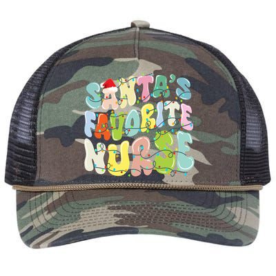 SantaS Favorite Nurse Christmas Holiday Xmas Light Nursing Gift Retro Rope Trucker Hat Cap