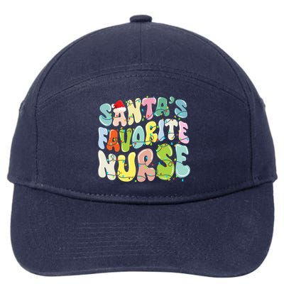 SantaS Favorite Nurse Christmas Holiday Xmas Light Nursing Gift 7-Panel Snapback Hat