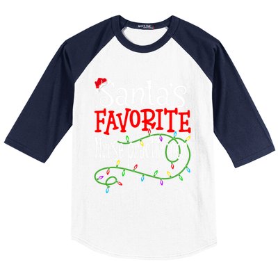 Santa Favorite Nurse Practitioner Funny Christmas Nursing Gift Baseball Sleeve Shirt