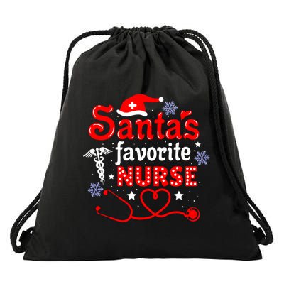 SantaS Favorite Nurse Christmas Drawstring Bag