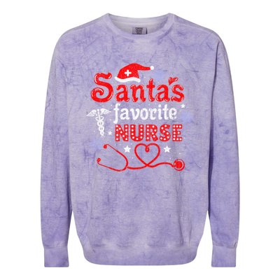 SantaS Favorite Nurse Vintage Meaningful Gift Colorblast Crewneck Sweatshirt