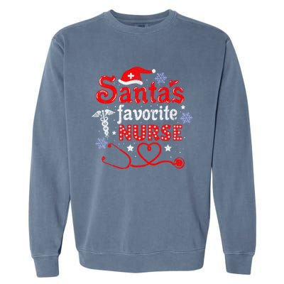 SantaS Favorite Nurse Vintage Meaningful Gift Garment-Dyed Sweatshirt