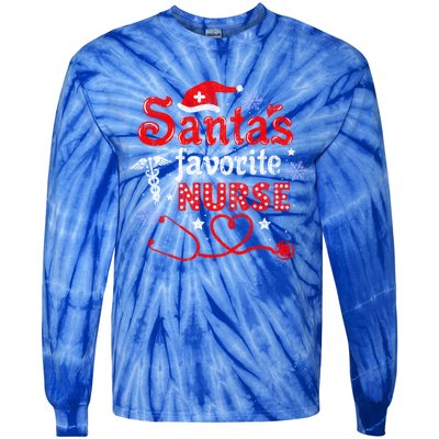 SantaS Favorite Nurse Vintage Meaningful Gift Tie-Dye Long Sleeve Shirt