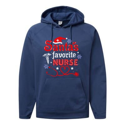 SantaS Favorite Nurse Vintage Meaningful Gift Performance Fleece Hoodie