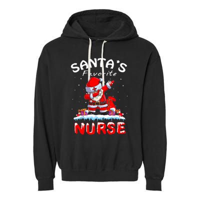 SantaS Favorite Nurse Christmas Funny Dabbing Santa Garment-Dyed Fleece Hoodie