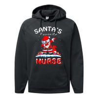 SantaS Favorite Nurse Christmas Funny Dabbing Santa Performance Fleece Hoodie