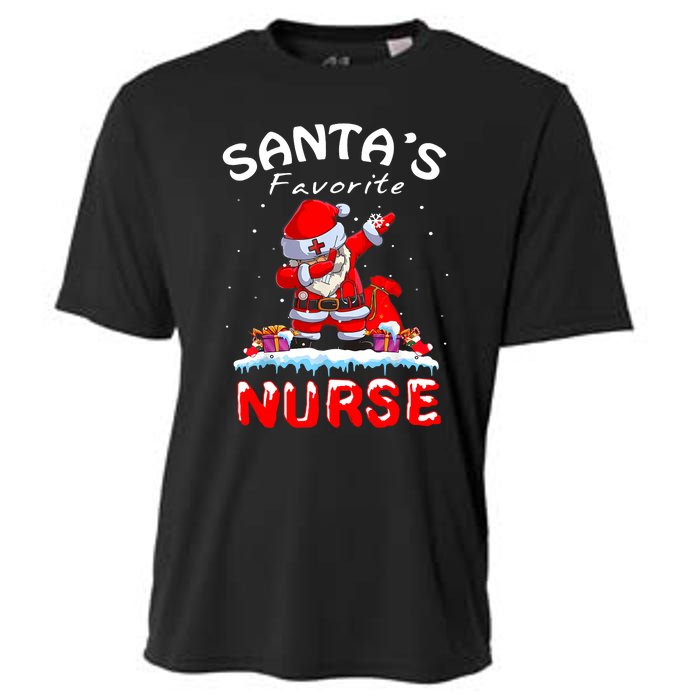 SantaS Favorite Nurse Christmas Funny Dabbing Santa Cooling Performance Crew T-Shirt