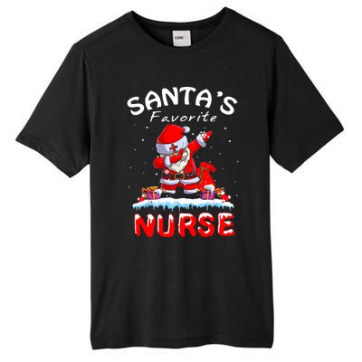 SantaS Favorite Nurse Christmas Funny Dabbing Santa Tall Fusion ChromaSoft Performance T-Shirt