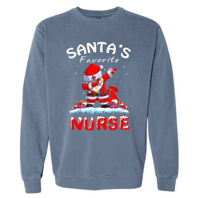 SantaS Favorite Nurse Christmas Funny Dabbing Santa Garment-Dyed Sweatshirt