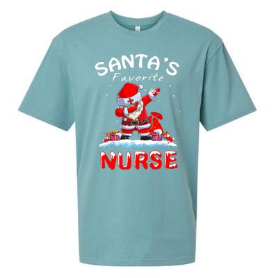 SantaS Favorite Nurse Christmas Funny Dabbing Santa Sueded Cloud Jersey T-Shirt