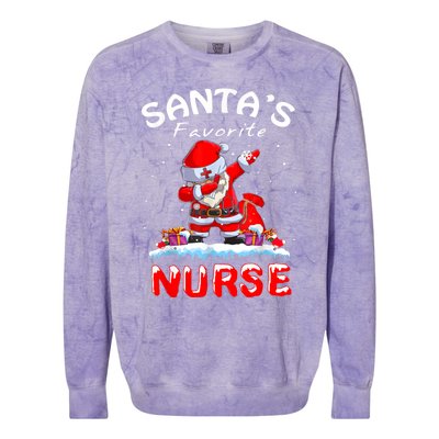 SantaS Favorite Nurse Christmas Funny Dabbing Santa Swea Colorblast Crewneck Sweatshirt