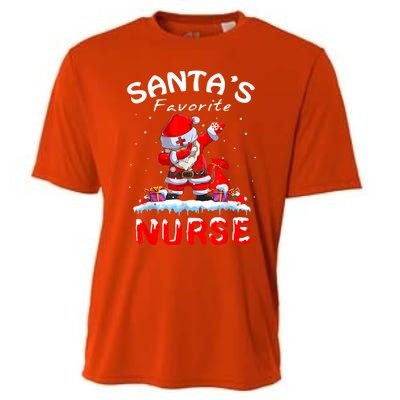 SantaS Favorite Nurse Christmas Funny Dabbing Santa Swea Cooling Performance Crew T-Shirt