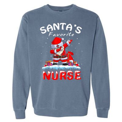 SantaS Favorite Nurse Christmas Funny Dabbing Santa Swea Garment-Dyed Sweatshirt