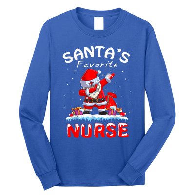 SantaS Favorite Nurse Christmas Funny Dabbing Santa Swea Long Sleeve Shirt