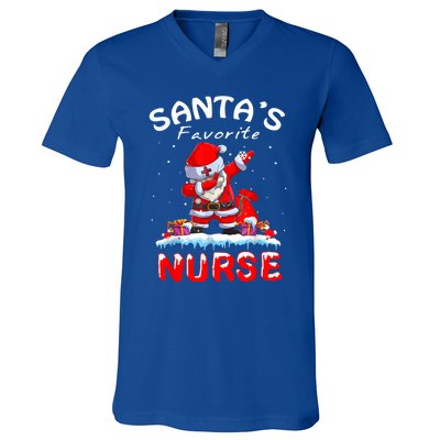 SantaS Favorite Nurse Christmas Funny Dabbing Santa Swea V-Neck T-Shirt