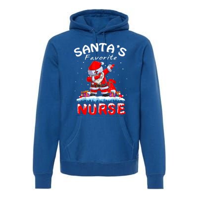 SantaS Favorite Nurse Christmas Funny Dabbing Santa Swea Premium Hoodie