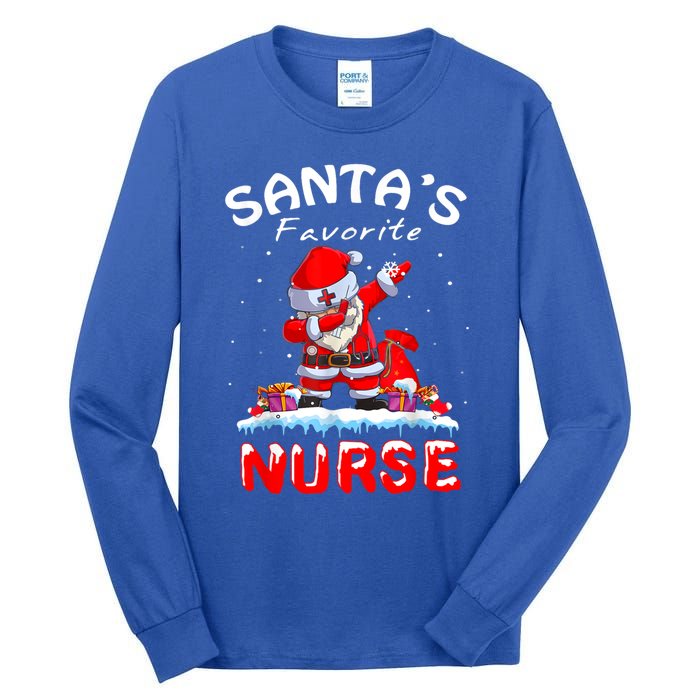 SantaS Favorite Nurse Christmas Funny Dabbing Santa Swea Tall Long Sleeve T-Shirt