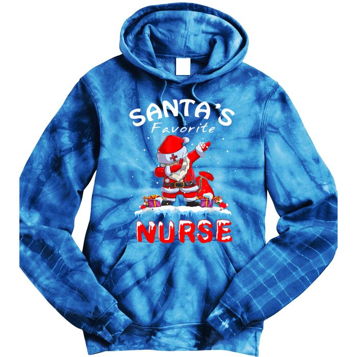 SantaS Favorite Nurse Christmas Funny Dabbing Santa Swea Tie Dye Hoodie