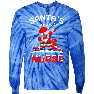 SantaS Favorite Nurse Christmas Funny Dabbing Santa Swea Tie-Dye Long Sleeve Shirt